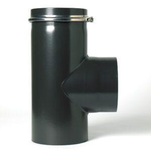 6" T-Piece C/W End Cap Matt Black Ve Pipe